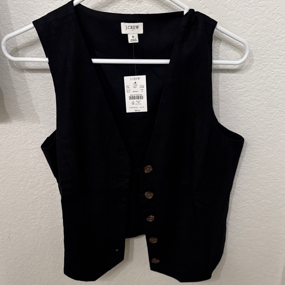 Black linen vest